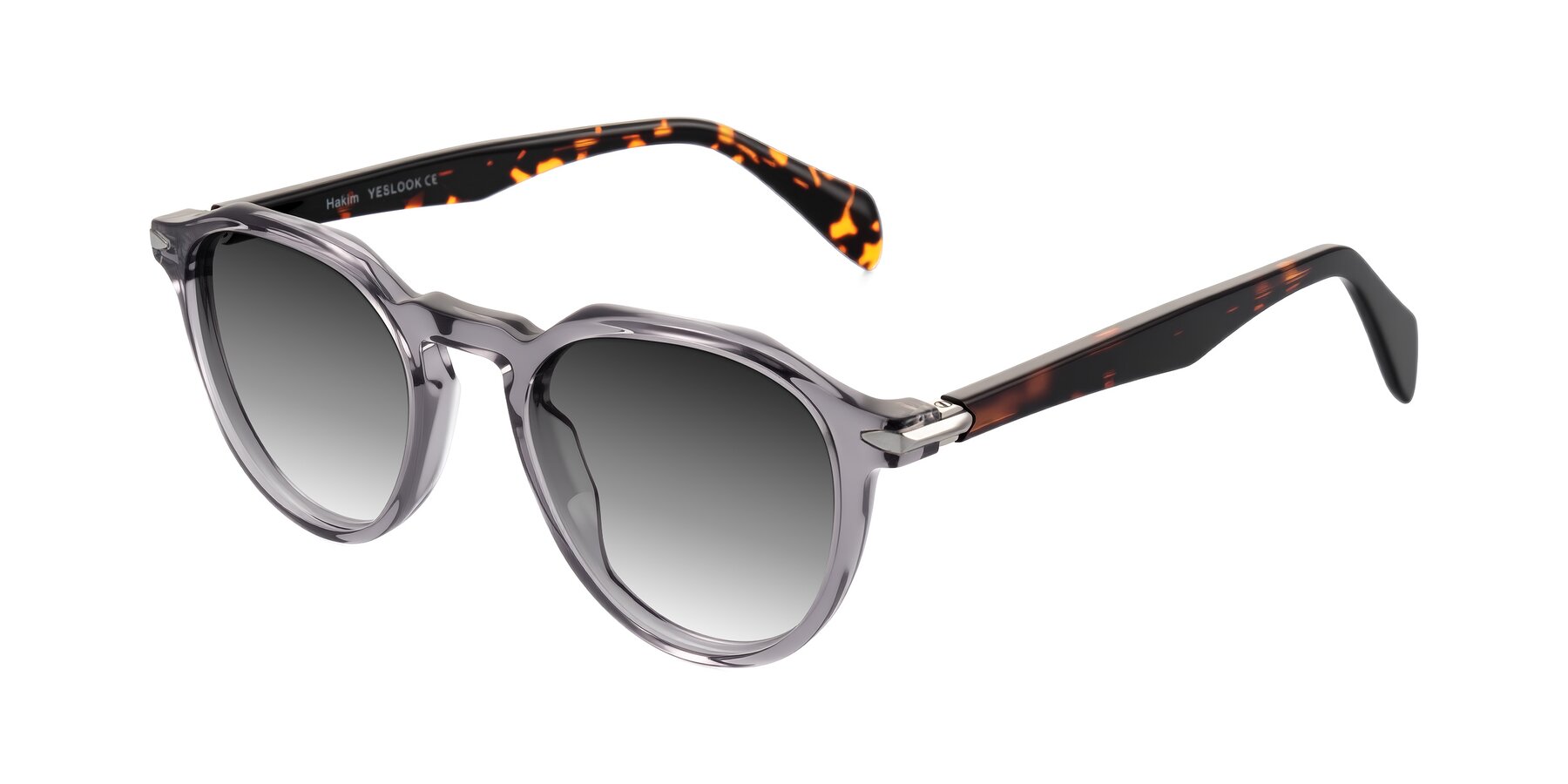 Angle of Hakim in Crystal Gray Blue/Tortoise with Gray Gradient Lenses