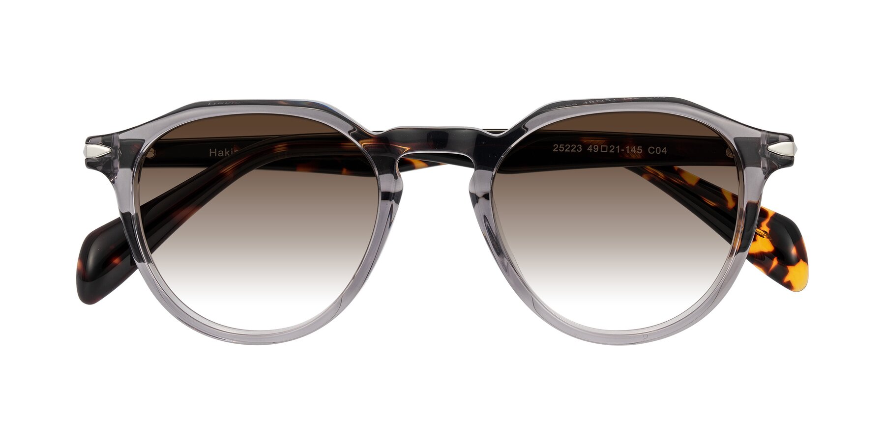 Folded Front of Hakim in Crystal Gray Blue/Tortoise with Brown Gradient Lenses