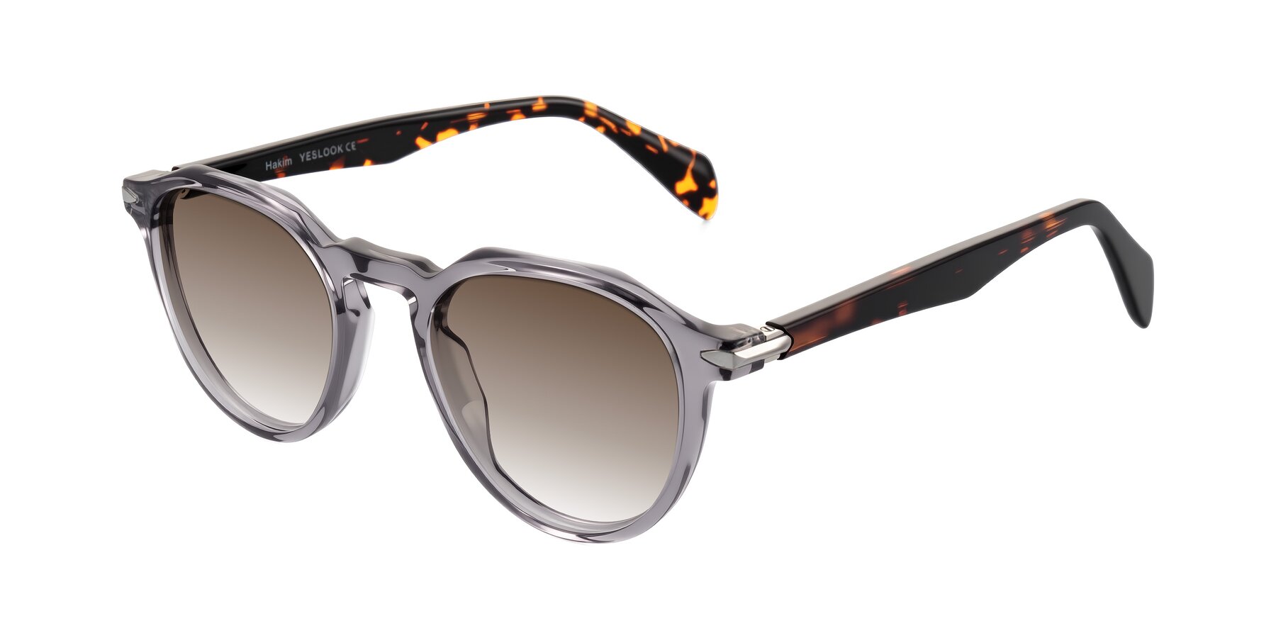 Angle of Hakim in Crystal Gray Blue/Tortoise with Brown Gradient Lenses