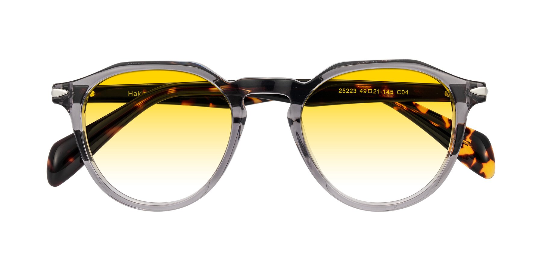 Folded Front of Hakim in Crystal Gray Blue/Tortoise with Yellow Gradient Lenses