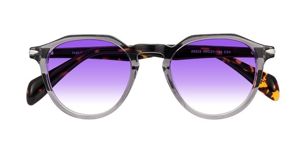 Front of Hakim in Crystal Gray Blue/Tortoise