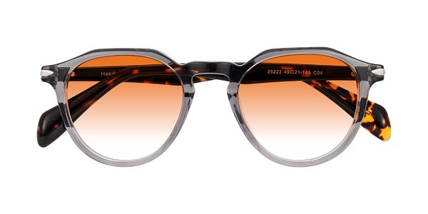 Front of Hakim in Crystal Gray Blue/Tortoise