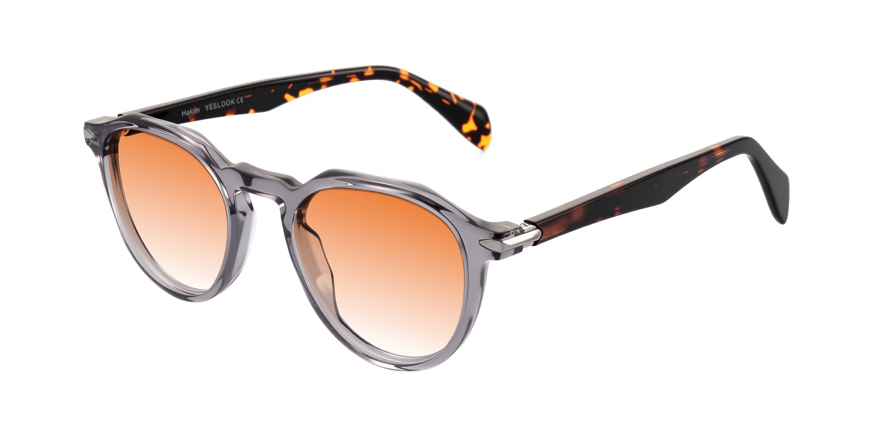 Angle of Hakim in Crystal Gray Blue/Tortoise with Orange Gradient Lenses
