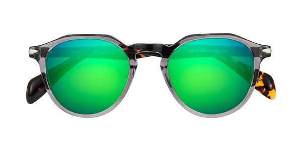 Front of Hakim in Crystal Gray Blue/Tortoise