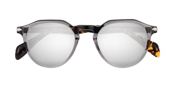 Front of Hakim in Crystal Gray Blue/Tortoise