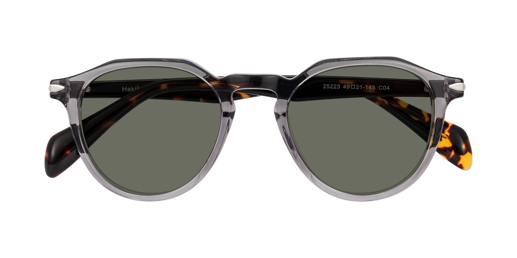 Folded Front of Hakim in Crystal Gray Blue/Tortoise with Gray Polarized Lenses