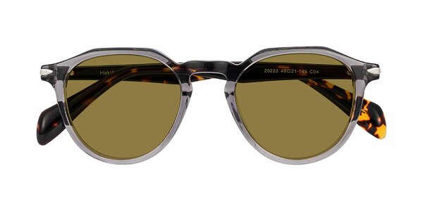 Front of Hakim in Crystal Gray Blue/Tortoise