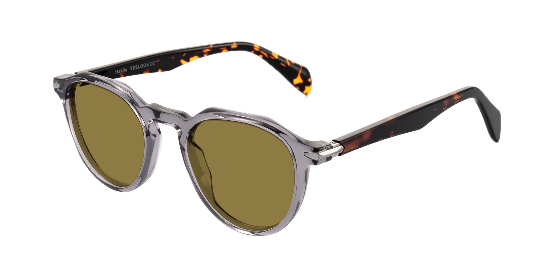 Angle of Hakim in Crystal Gray Blue/Tortoise with Brown Polarized Lenses