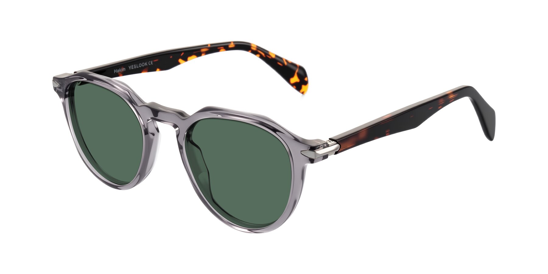 Angle of Hakim in Crystal Gray Blue/Tortoise with Green Polarized Lenses