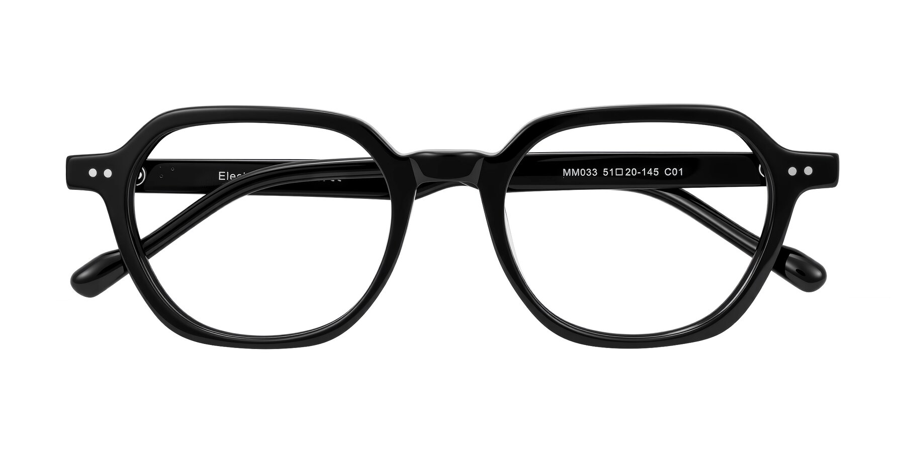 Folded Front of Electra in Black with Clear Blue Light Blocking Lenses