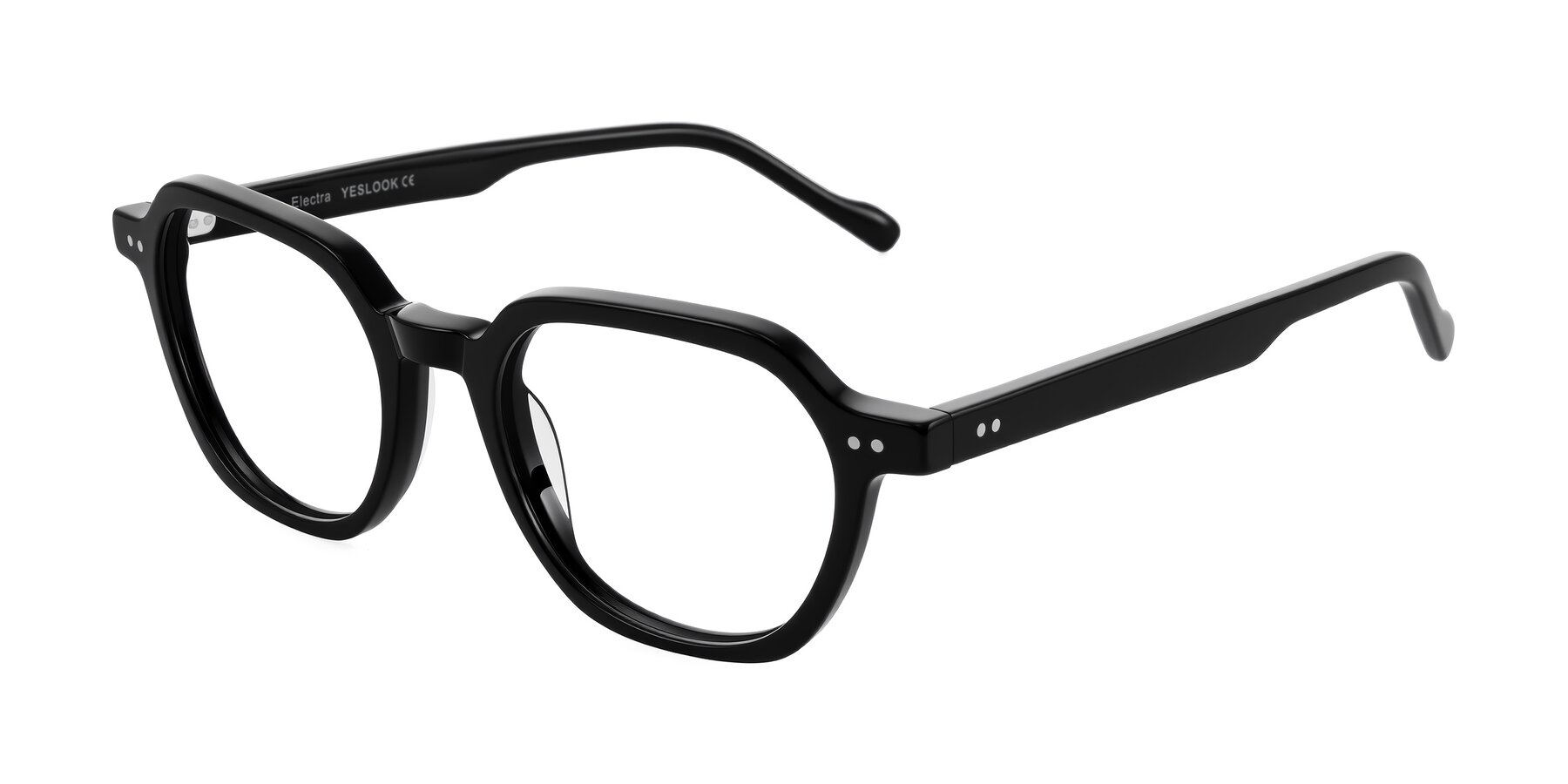 Angle of Electra in Black with Clear Blue Light Blocking Lenses