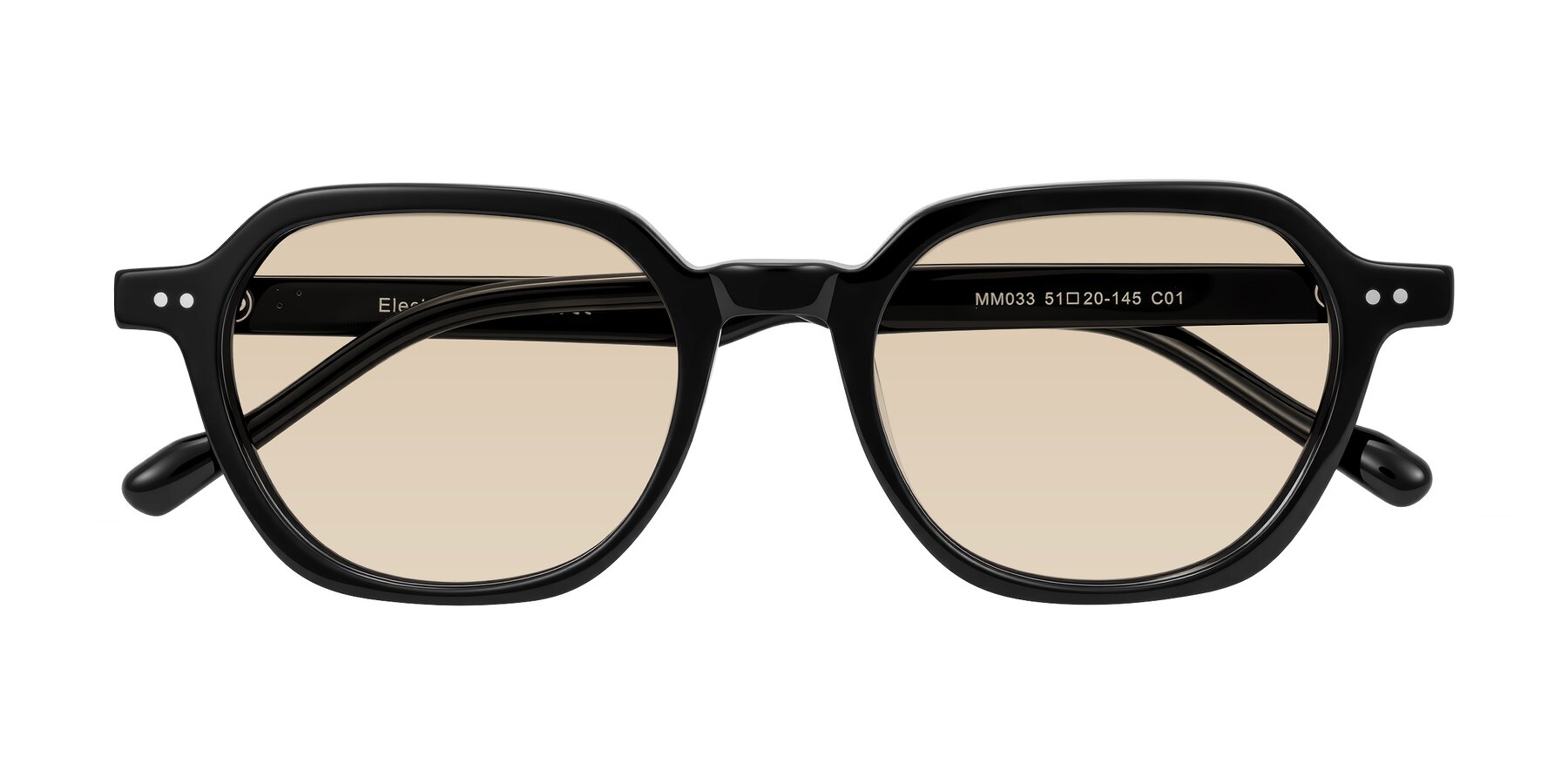 Folded Front of Electra in Black with Light Brown Tinted Lenses
