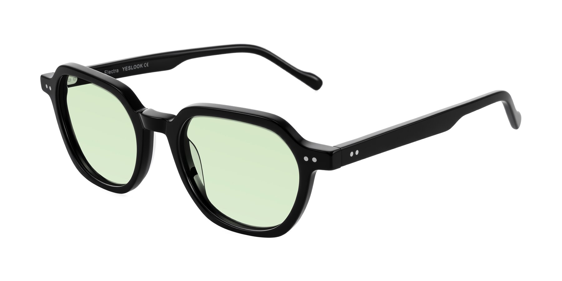 Angle of Electra in Black with Light Green Tinted Lenses