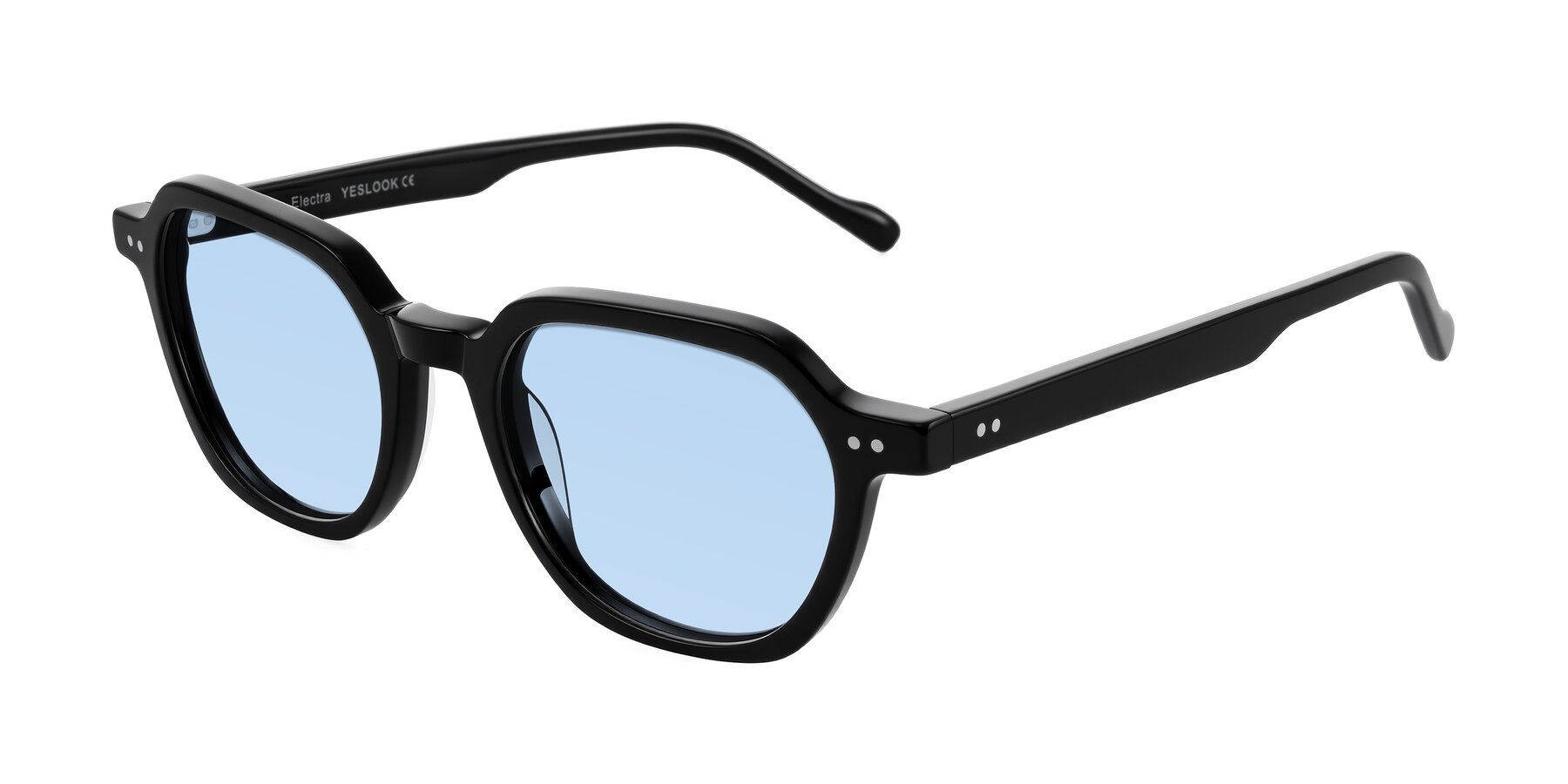 Angle of Electra in Black with Light Blue Tinted Lenses