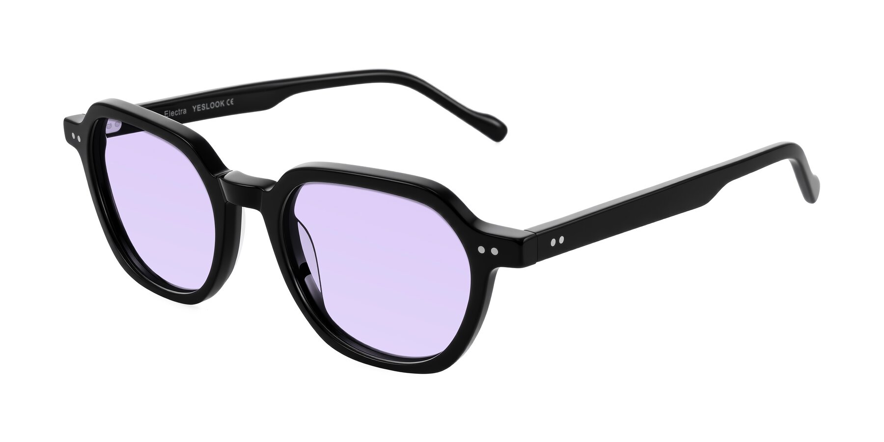 Angle of Electra in Black with Light Purple Tinted Lenses