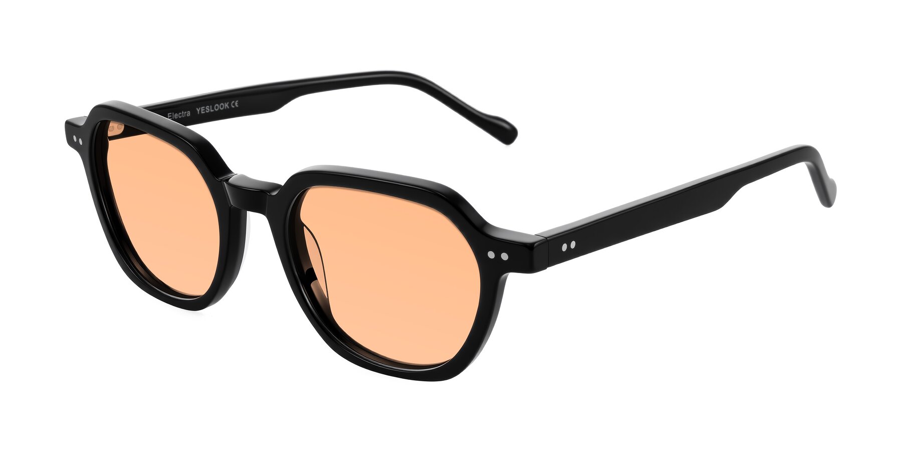 Angle of Electra in Black with Light Orange Tinted Lenses