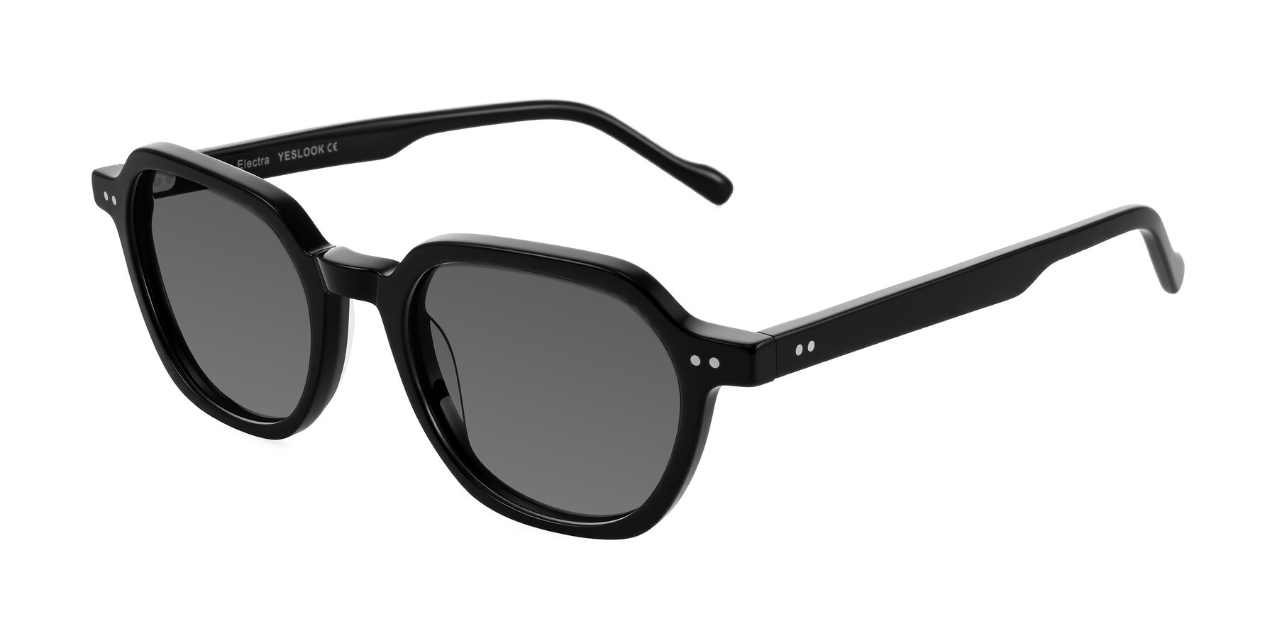 Angle of Electra in Black with Medium Gray Tinted Lenses