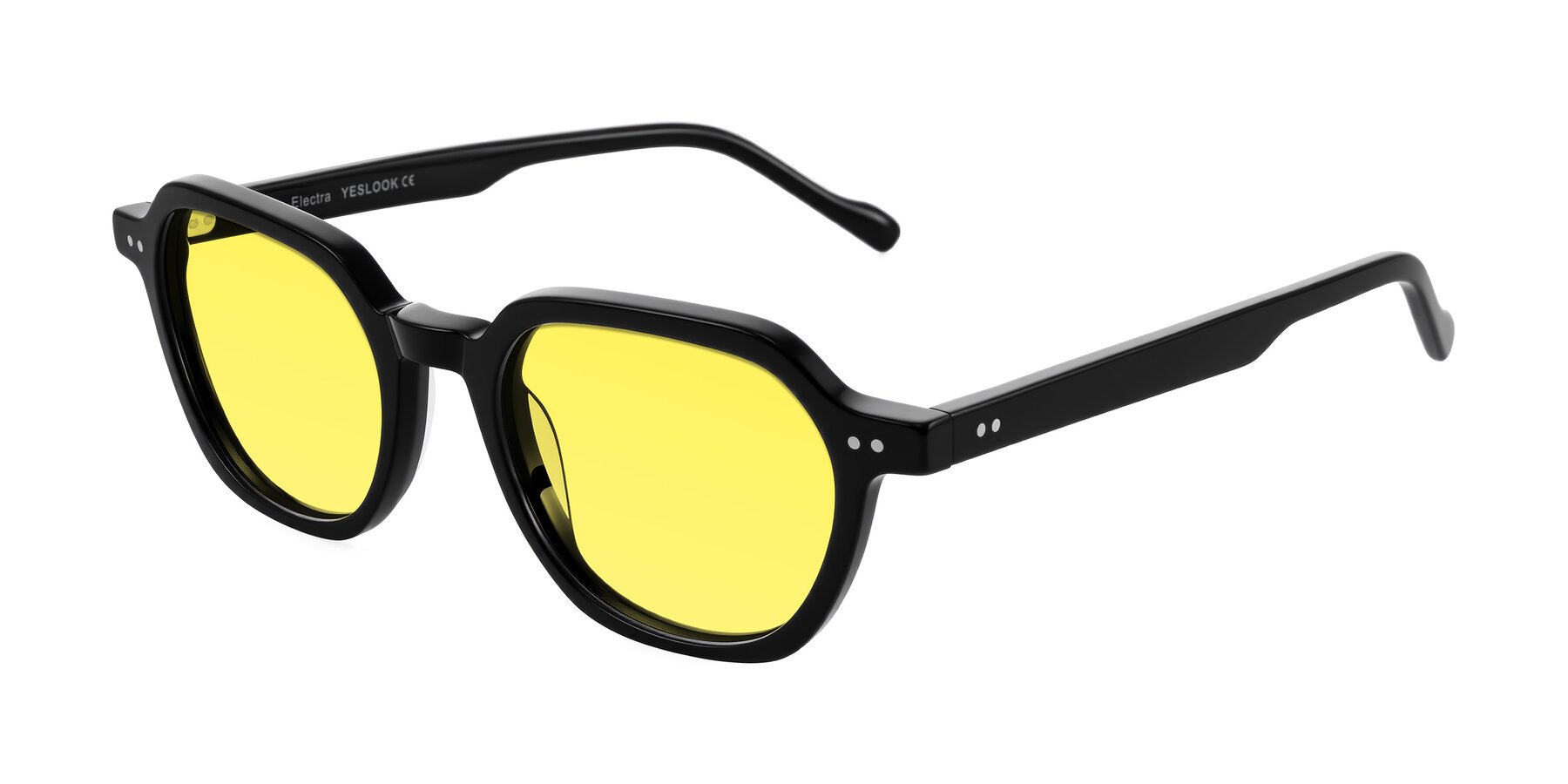 Angle of Electra in Black with Medium Yellow Tinted Lenses