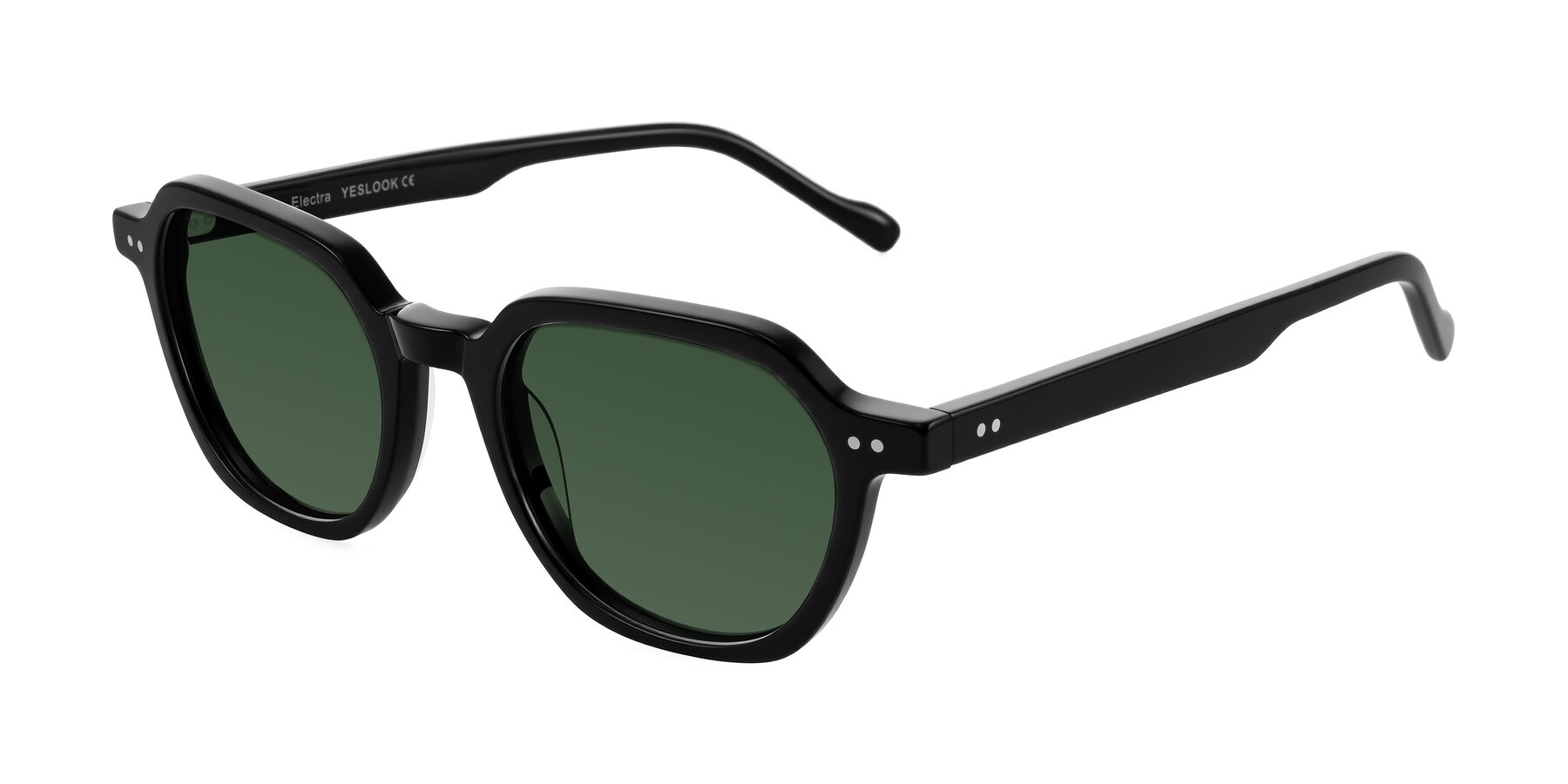 Angle of Electra in Black with Green Tinted Lenses