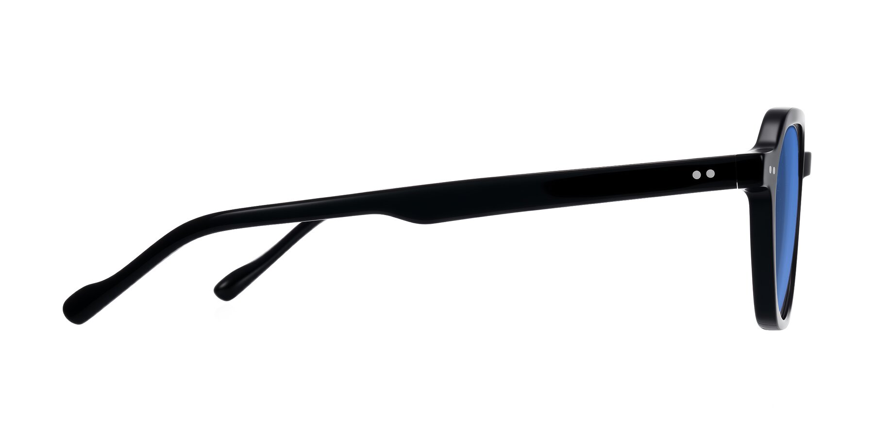 Side of Electra in Black with Blue Tinted Lenses