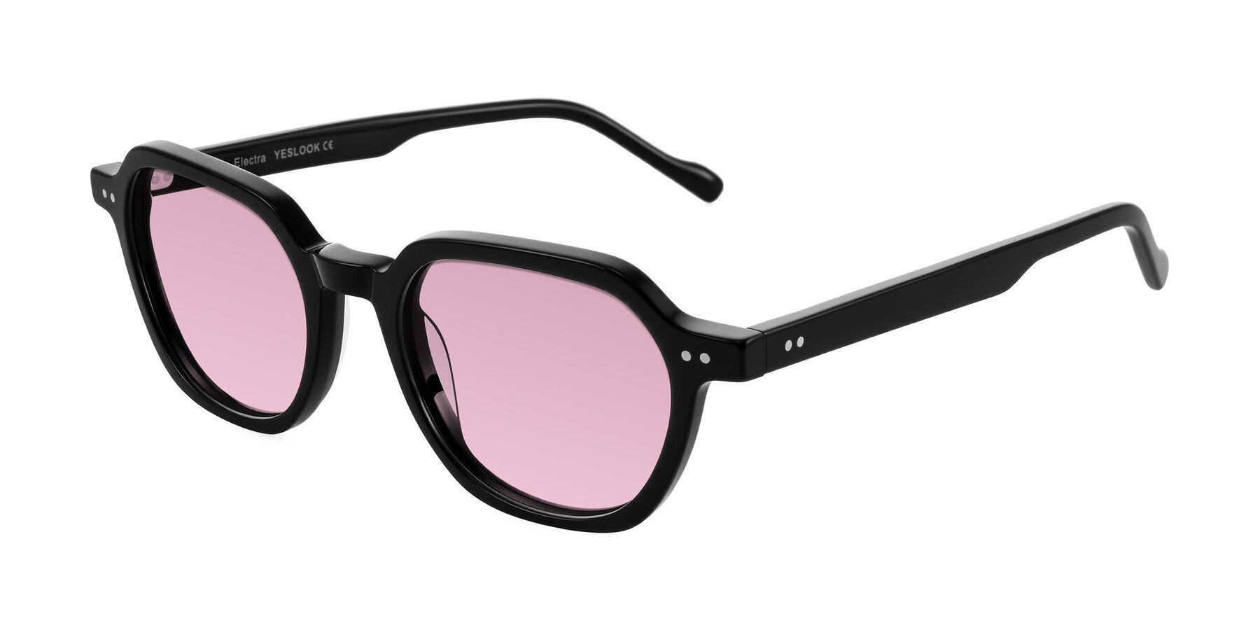 Angle of Electra in Black with Light Wine Tinted Lenses