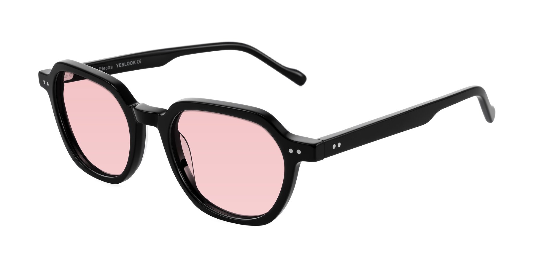 Angle of Electra in Black with Light Garnet Tinted Lenses