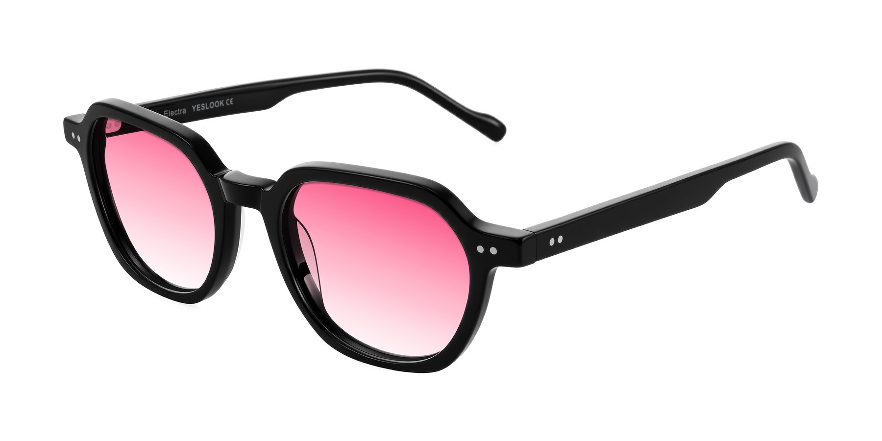 Angle of Electra in Black with Pink Gradient Lenses