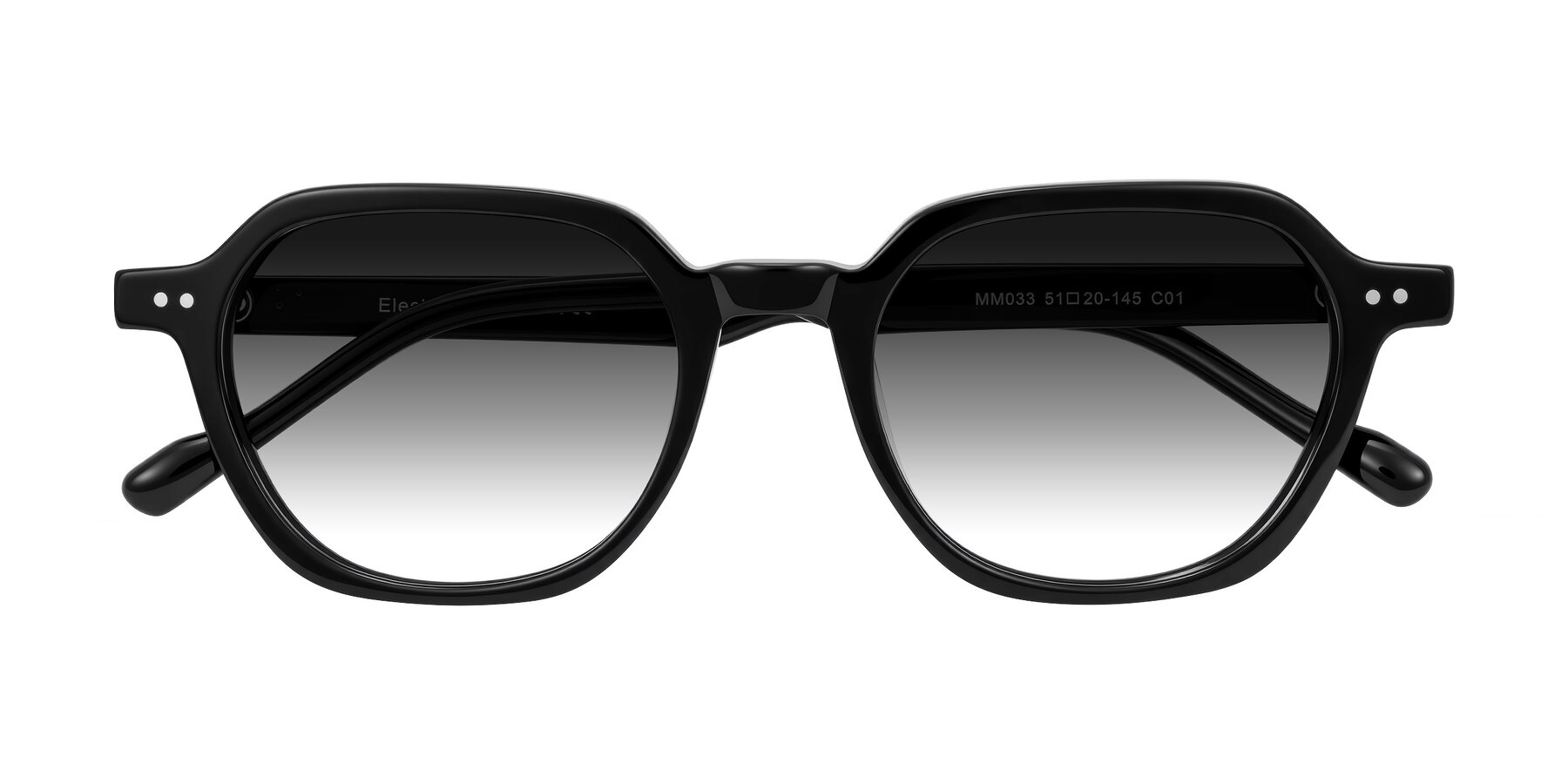 Folded Front of Electra in Black with Gray Gradient Lenses