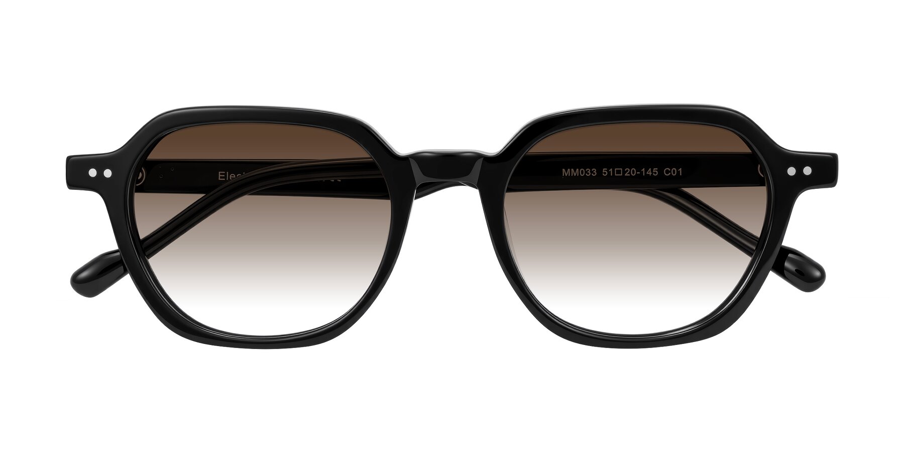 Folded Front of Electra in Black with Brown Gradient Lenses