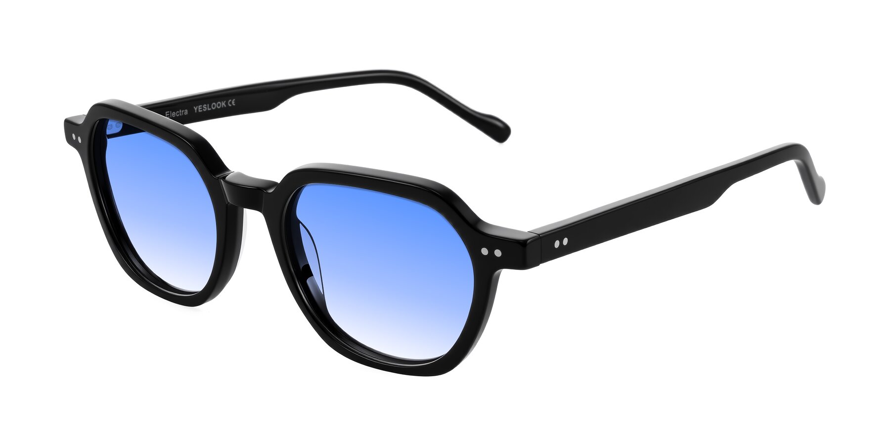 Angle of Electra in Black with Blue Gradient Lenses