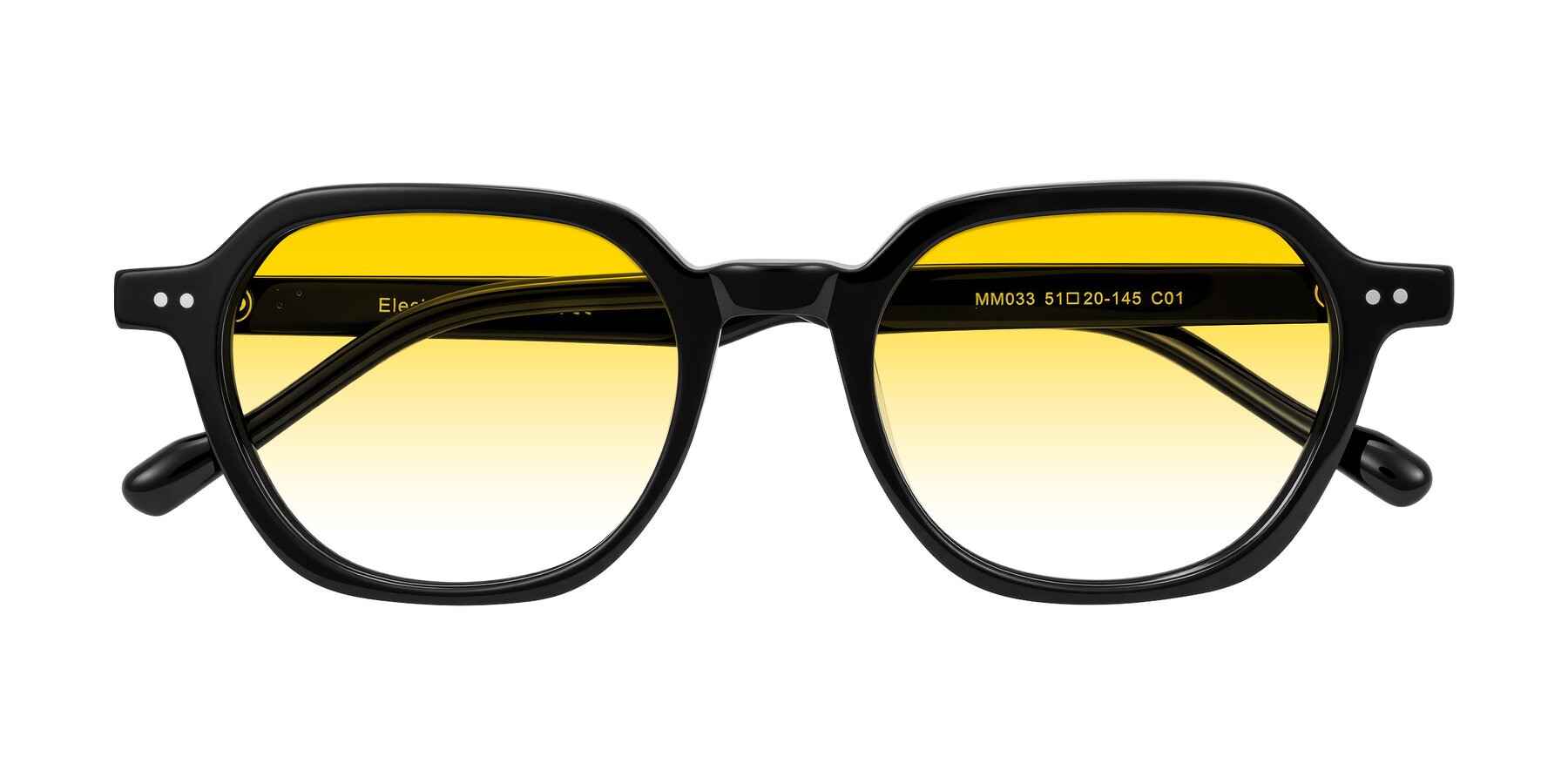 Folded Front of Electra in Black with Yellow Gradient Lenses