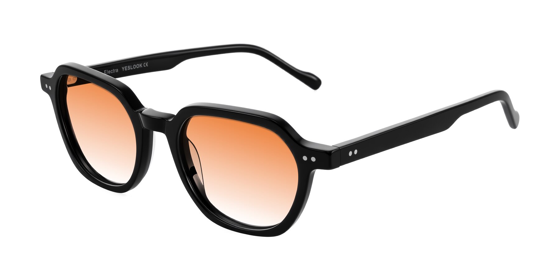 Angle of Electra in Black with Orange Gradient Lenses