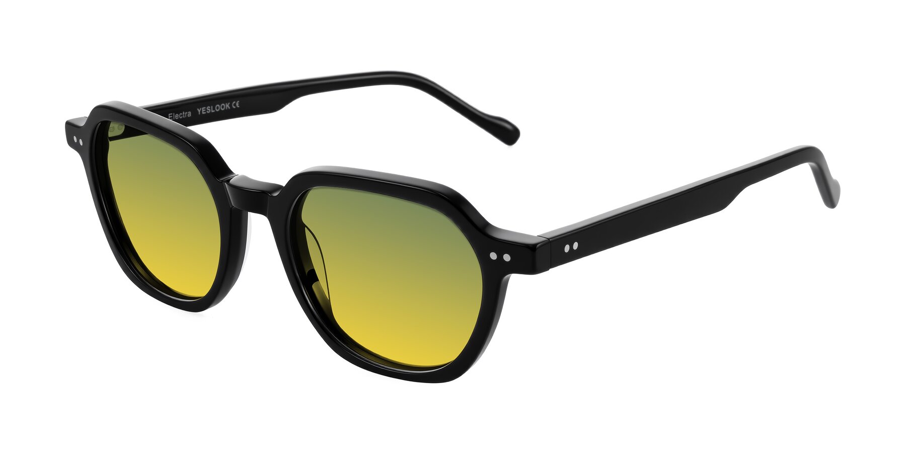 Angle of Electra in Black with Green / Yellow Gradient Lenses