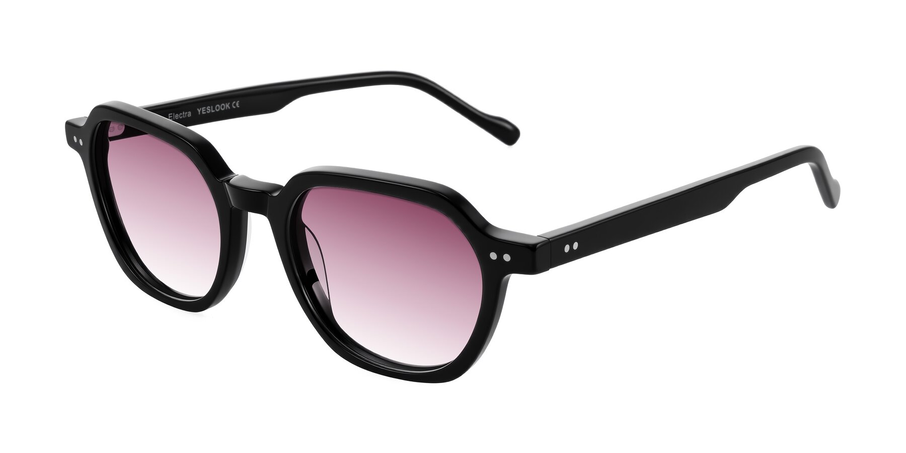 Angle of Electra in Black with Wine Gradient Lenses