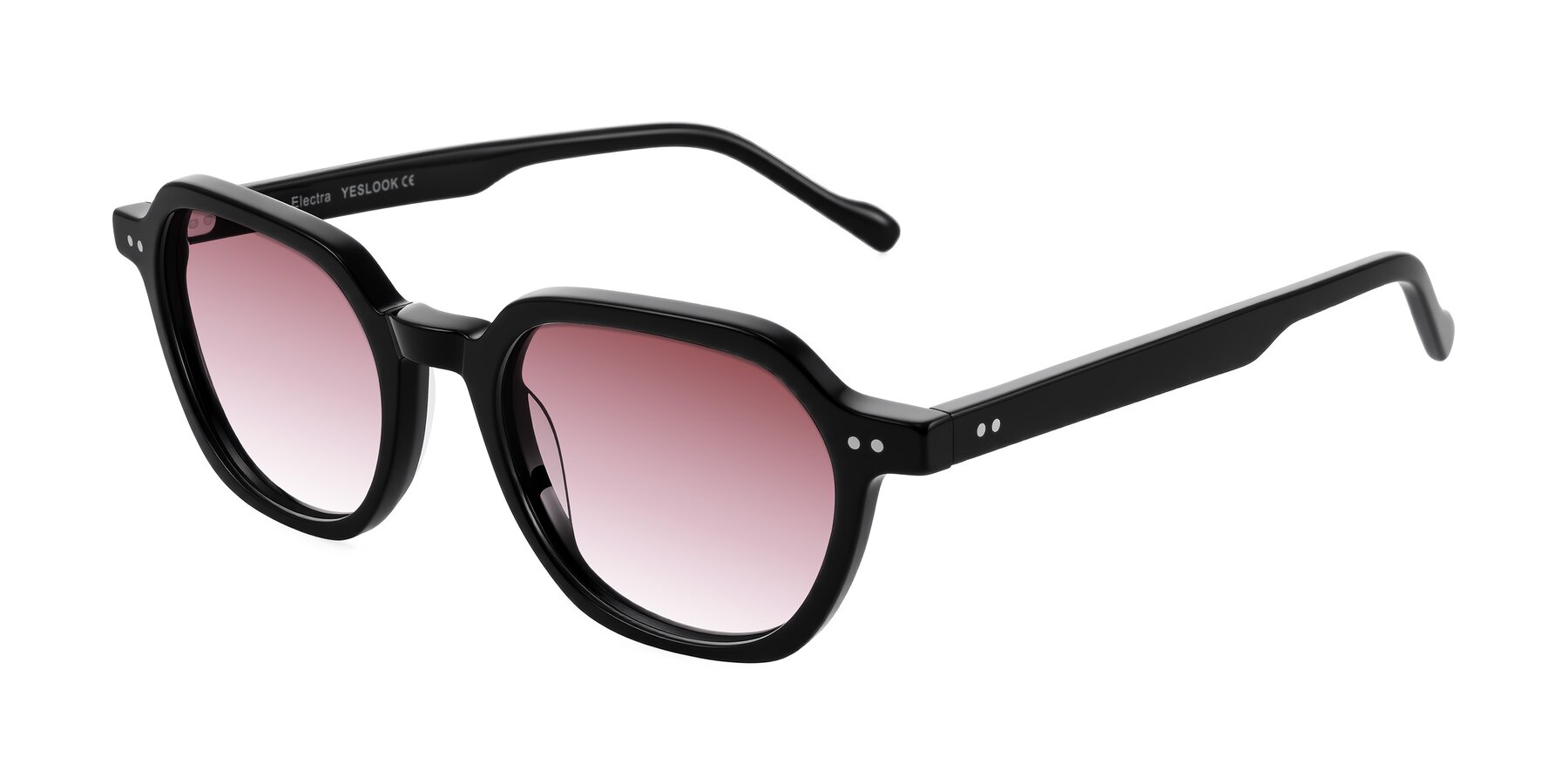 Angle of Electra in Black with Garnet Gradient Lenses