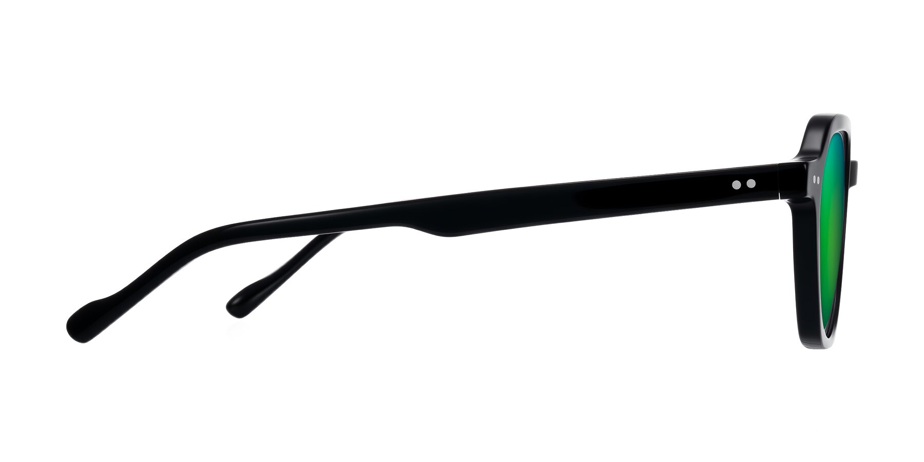 Side of Electra in Black with Green Mirrored Lenses