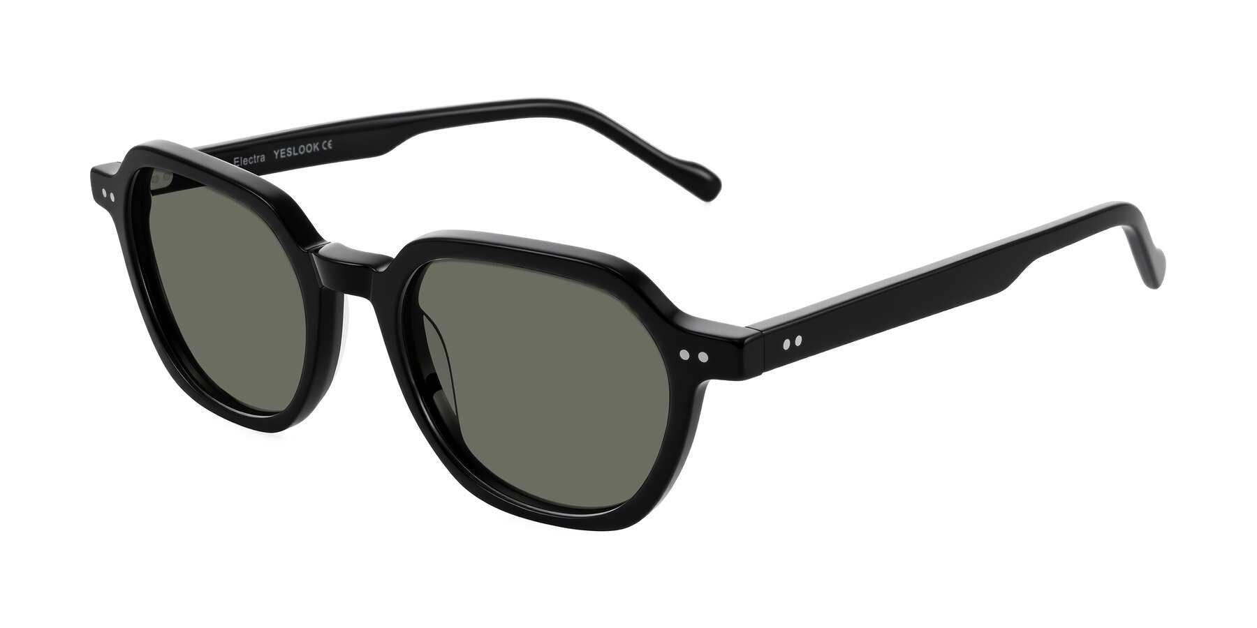 Angle of Electra in Black with Gray Polarized Lenses