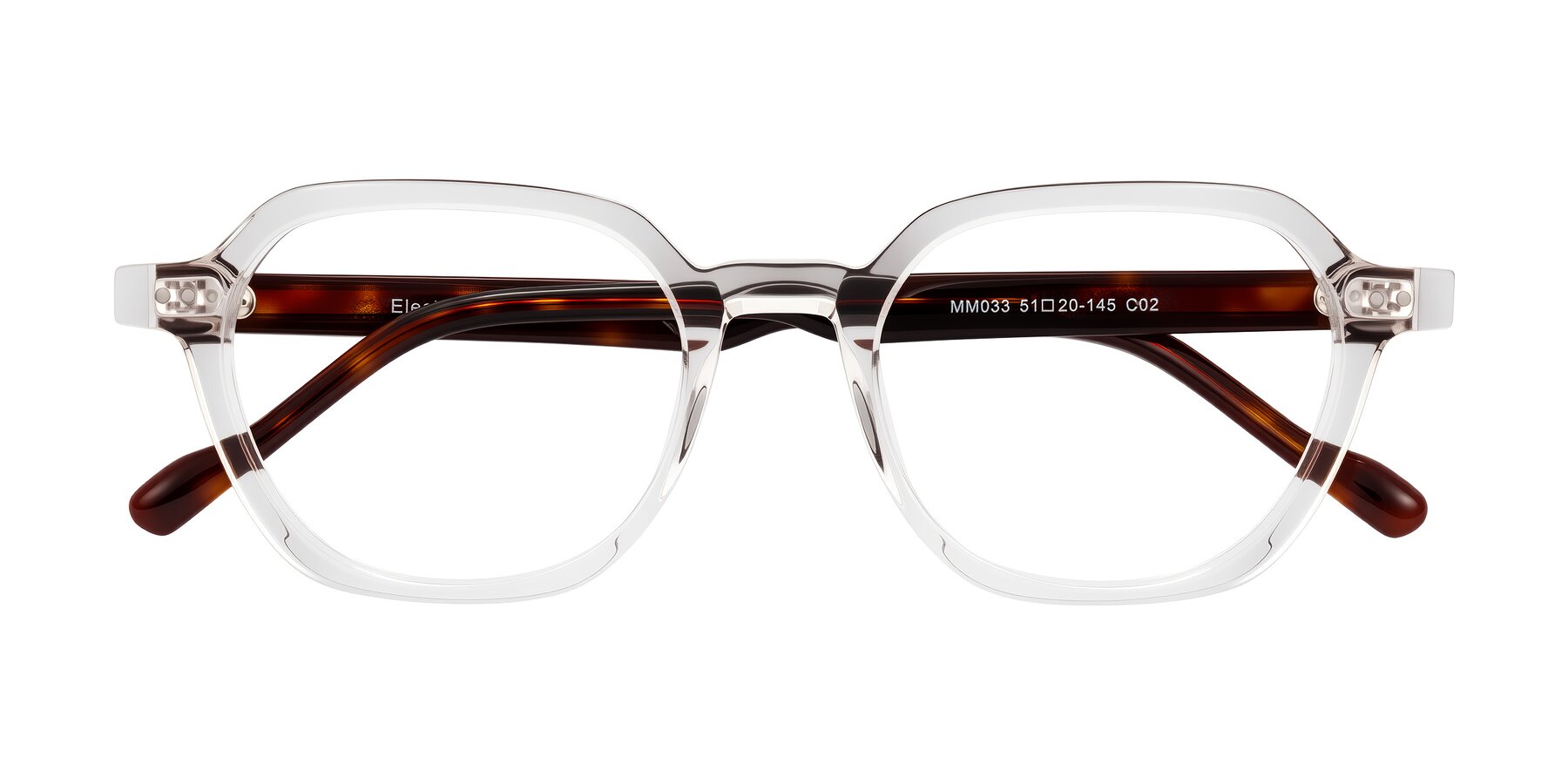 Folded Front of Electra in Clear/Tortoise with Clear Blue Light Blocking Lenses