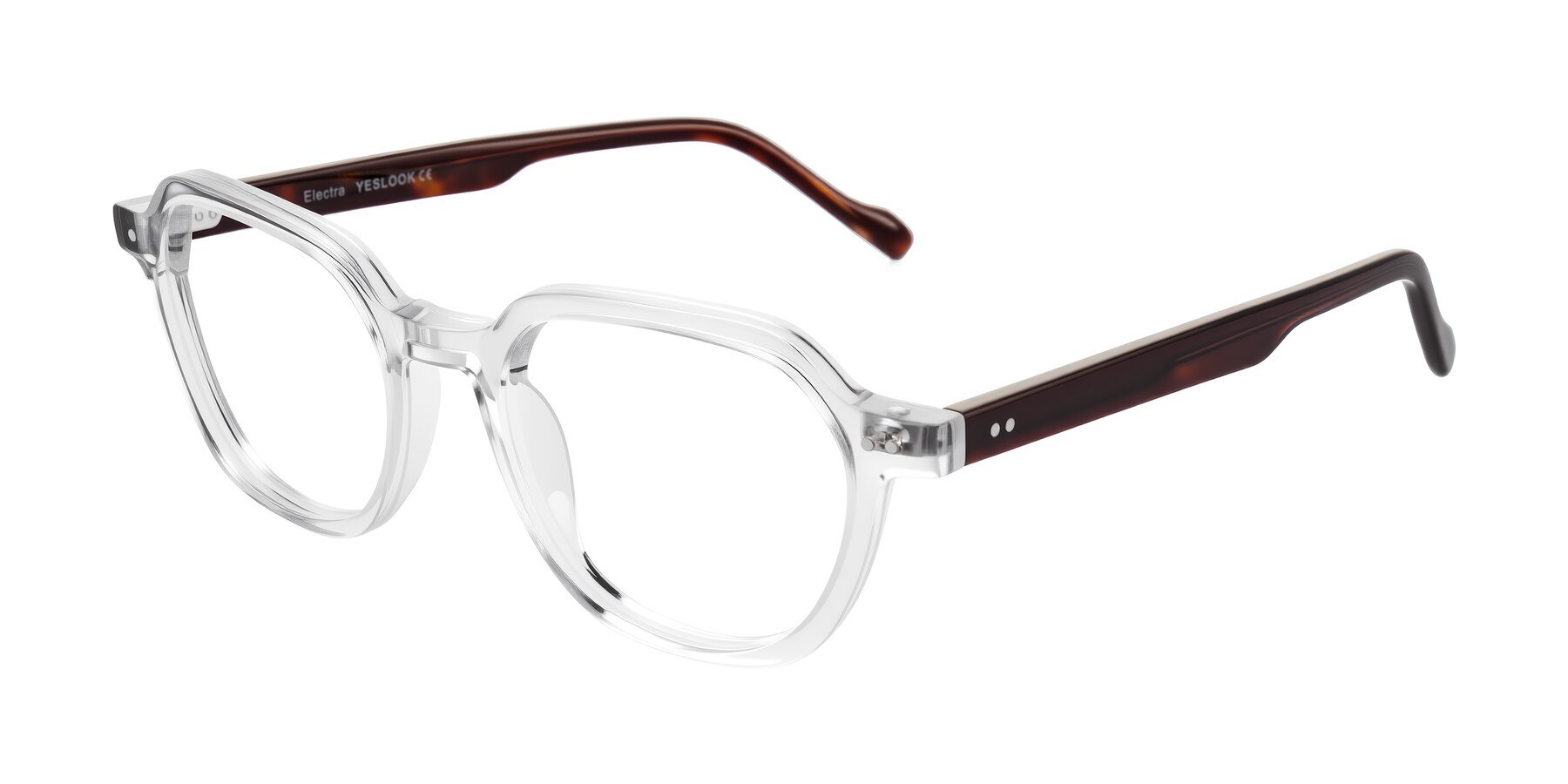 Angle of Electra in Clear/Tortoise with Clear Blue Light Blocking Lenses