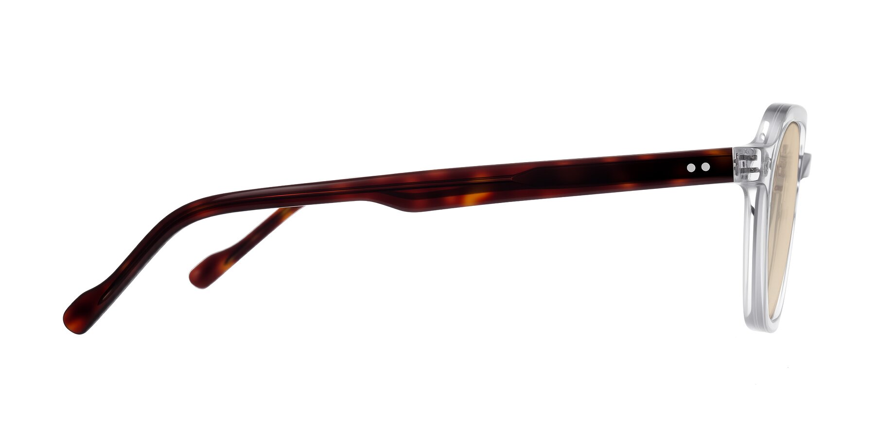 Side of Electra in Clear/Tortoise with Light Brown Tinted Lenses