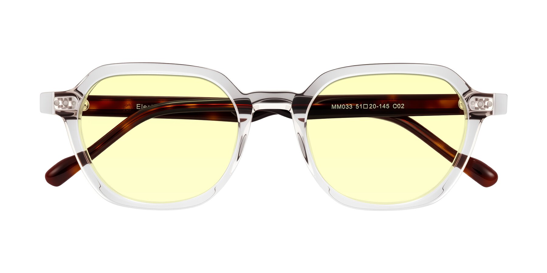 Folded Front of Electra in Clear/Tortoise with Light Yellow Tinted Lenses