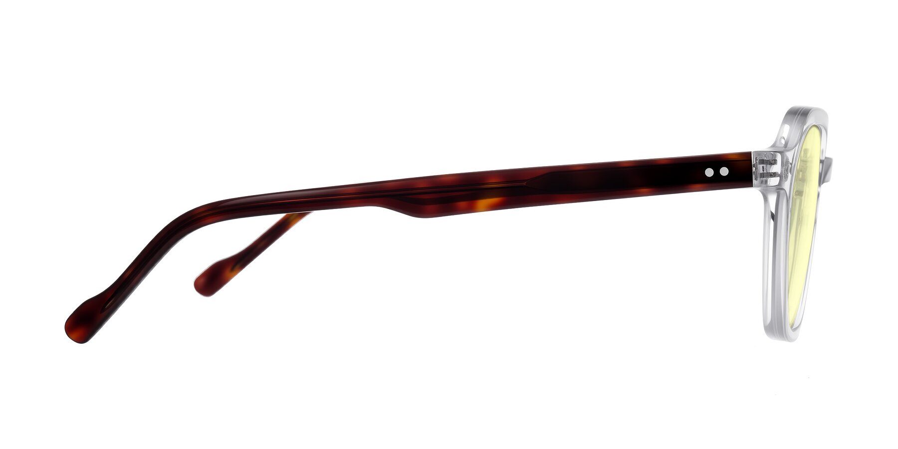 Side of Electra in Clear/Tortoise with Light Yellow Tinted Lenses