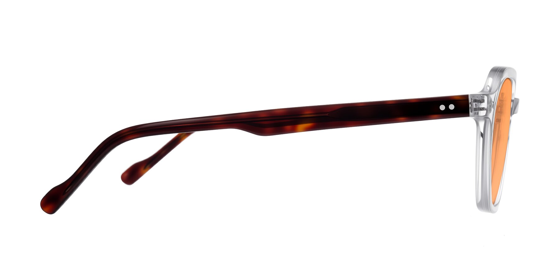 Side of Electra in Clear/Tortoise with Medium Orange Tinted Lenses
