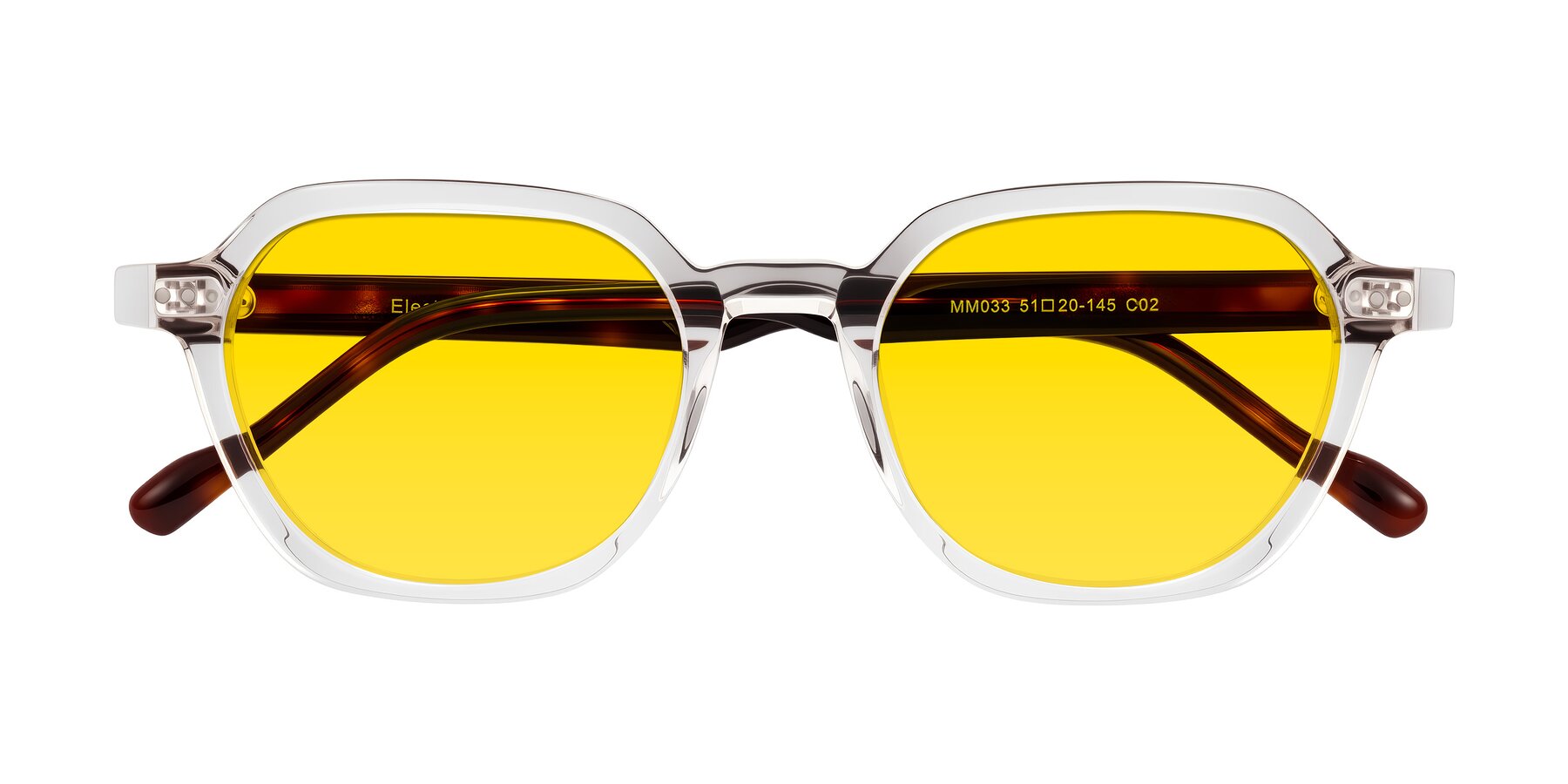 Folded Front of Electra in Clear/Tortoise with Yellow Tinted Lenses