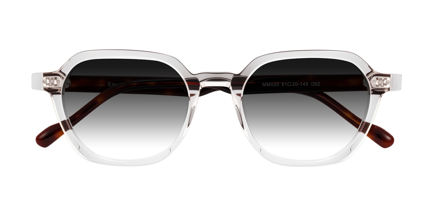 Folded Front of Electra in Clear/Tortoise with Gray Gradient Lenses