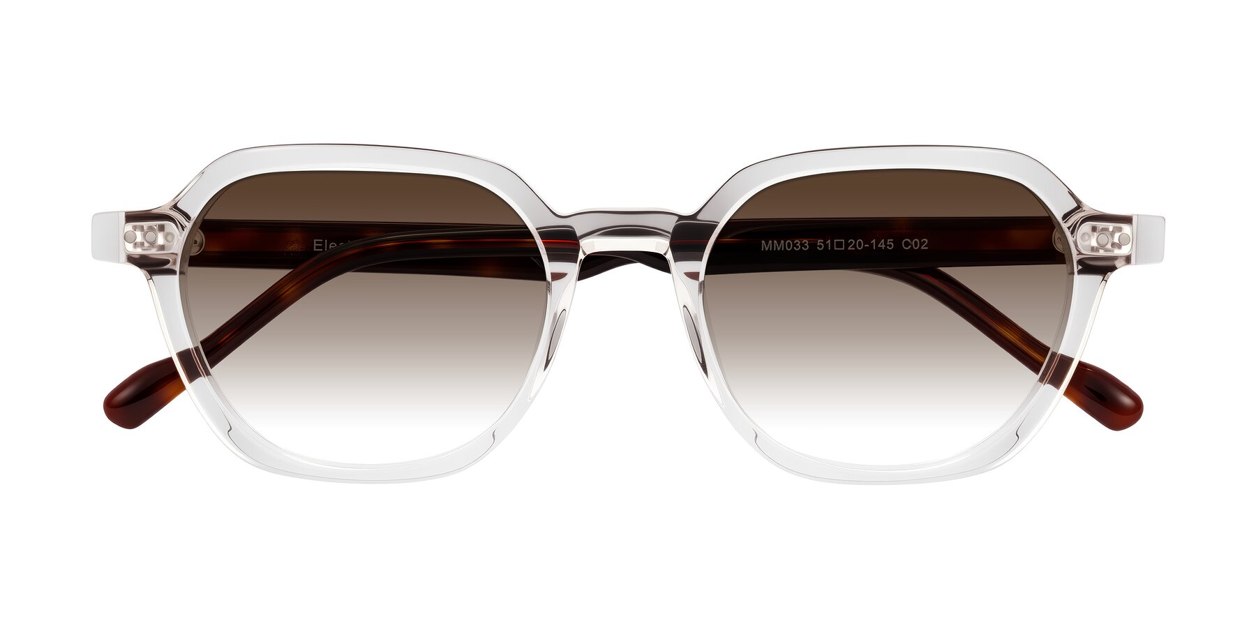 Folded Front of Electra in Clear/Tortoise with Brown Gradient Lenses