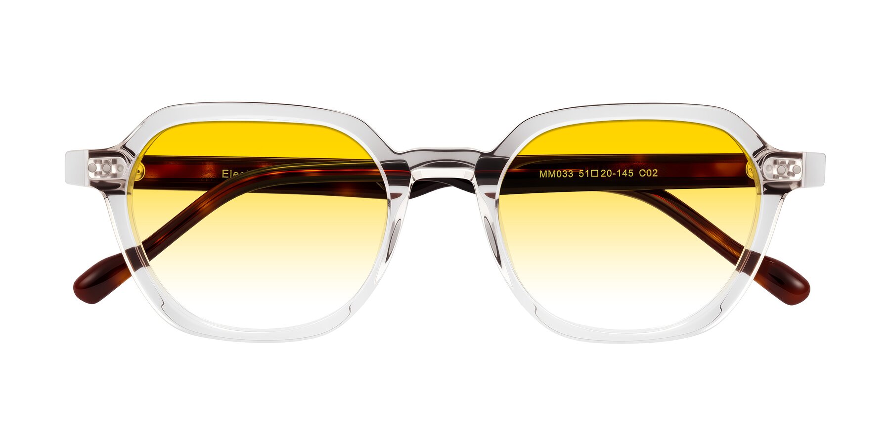 Folded Front of Electra in Clear/Tortoise with Yellow Gradient Lenses