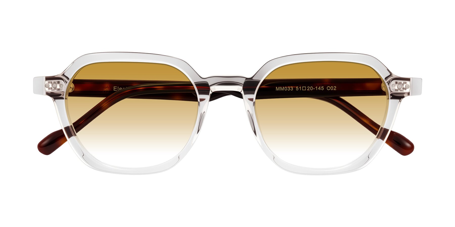 Folded Front of Electra in Clear/Tortoise with Champagne Gradient Lenses