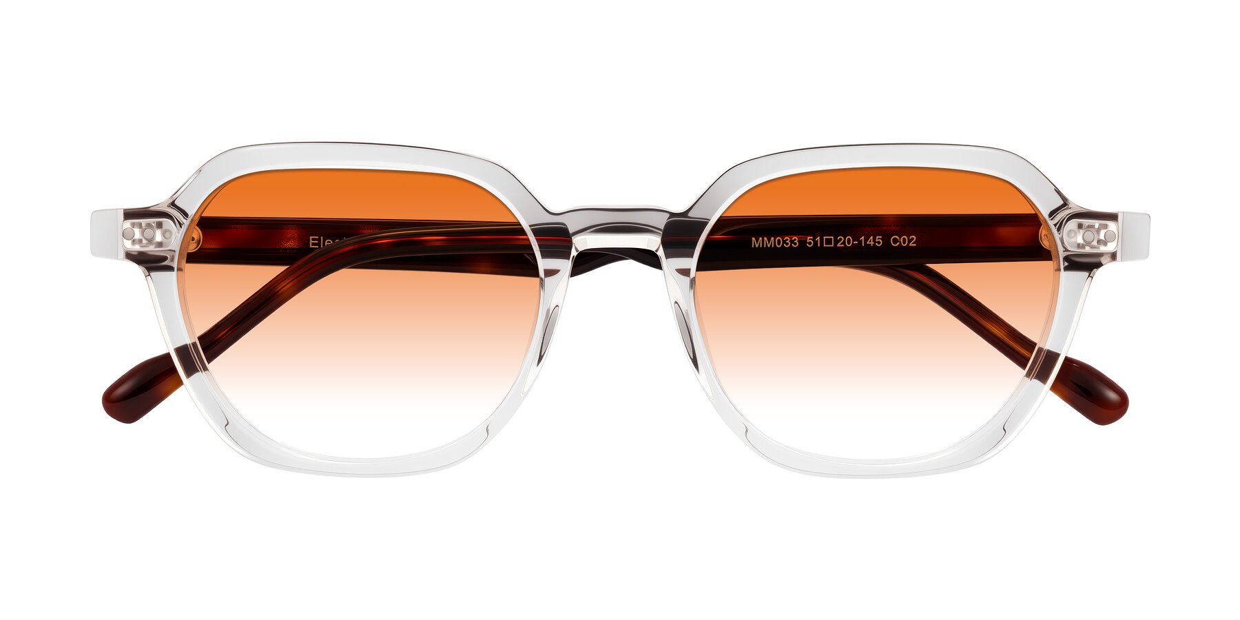 Folded Front of Electra in Clear/Tortoise with Orange Gradient Lenses