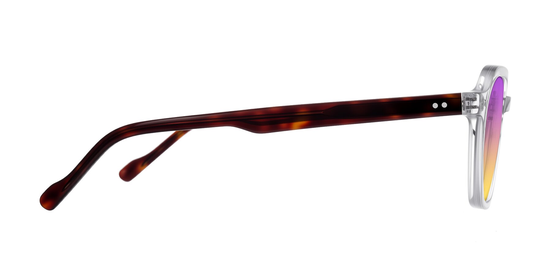 Side of Electra in Clear/Tortoise with Purple / Yellow Gradient Lenses
